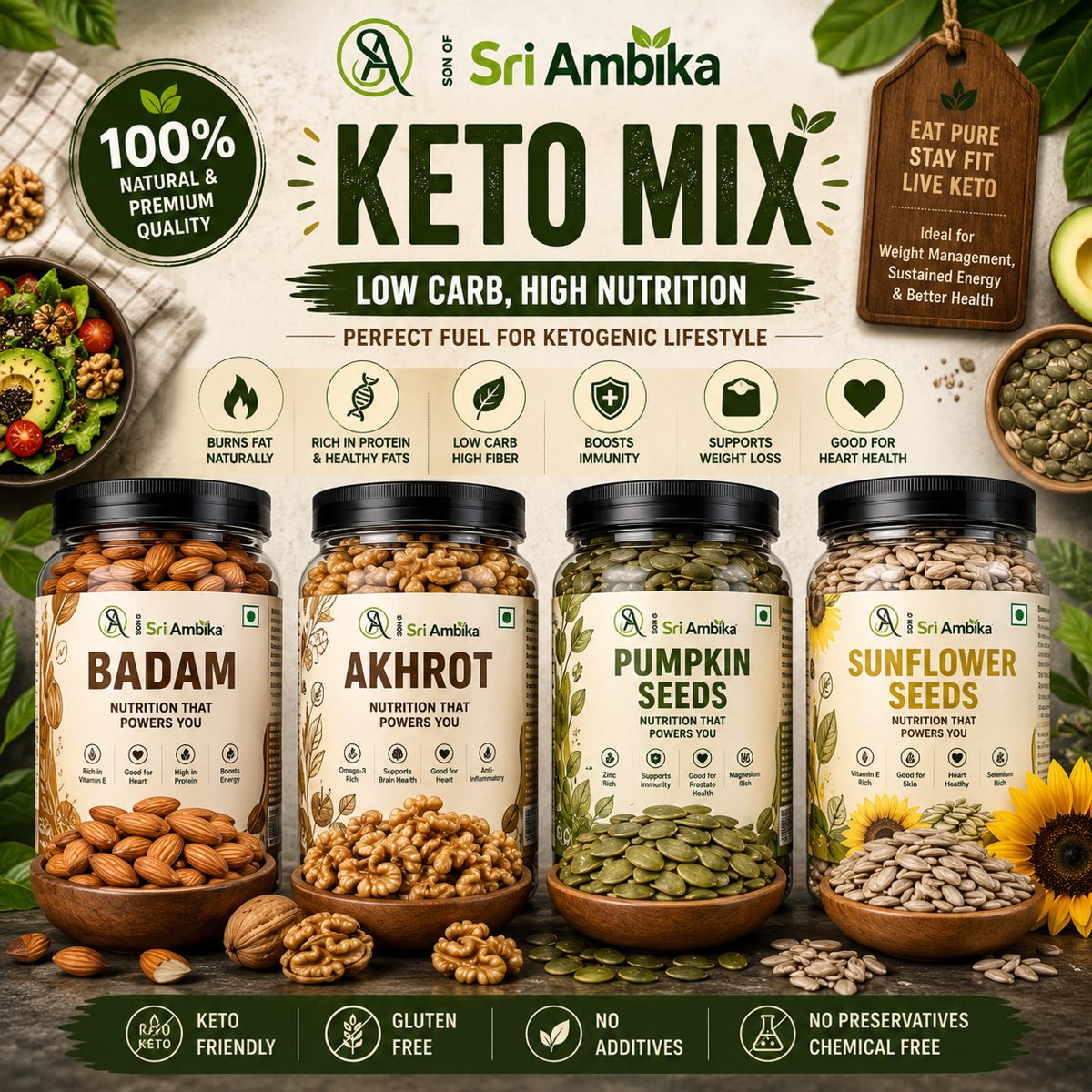 Keto Mix Nuts & Seeds Combo 1 kg - image 5